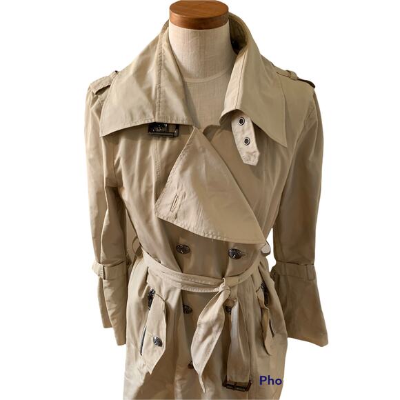 Andrew Marc Double Breasted Trench Coat Tan L - Picture 2 of 7